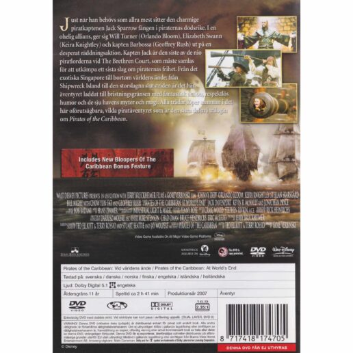 Pirates of the Caribbean Vid världens ände DVD (Begagnad)