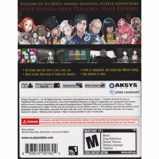 Virtues Last Reward Playstation PS Vita IMPORT (Begagnad)