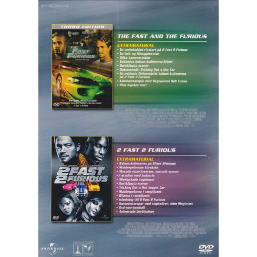The Fast and the Furious & 2 Fast 2 Furious DVD (Begagnad)