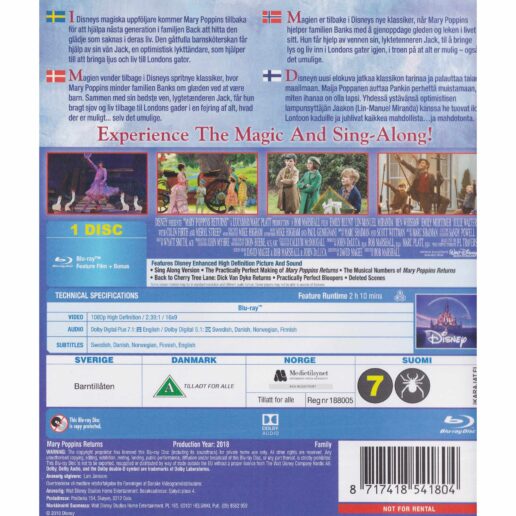 Mary Poppins Returns Blu-Ray (Begagnad)