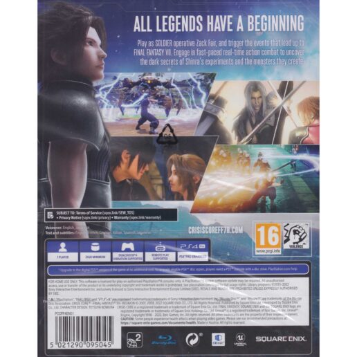 Crisis Core Final Fantasy VII Reunion Playstation 4 PS4