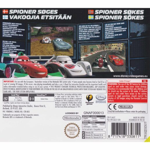 Disney Pixar Cars 2 Nintendo 3DS Nordic (Begagnad)