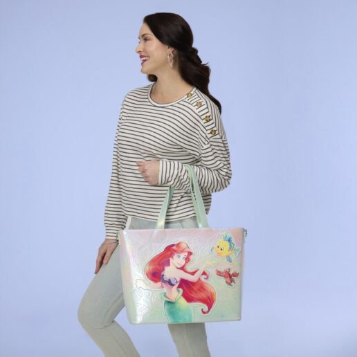 Loungefly Disney The Little Mermaid Ariel, Flounder and Sebastian tote bag with coin bag