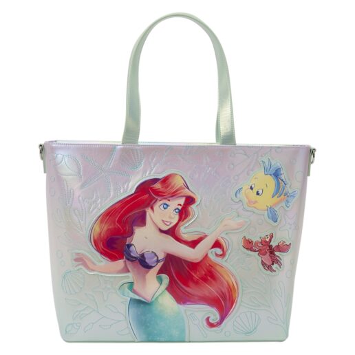 Loungefly Disney The Little Mermaid Ariel, Flounder and Sebastian tote bag with coin bag