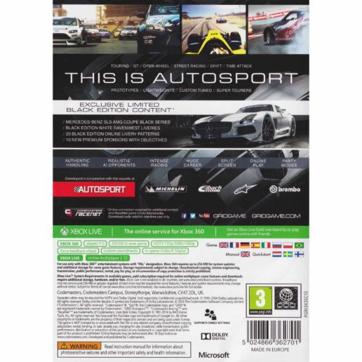 Grid Autosport Limited Black Edition Xbox 360 (Begagnad)
