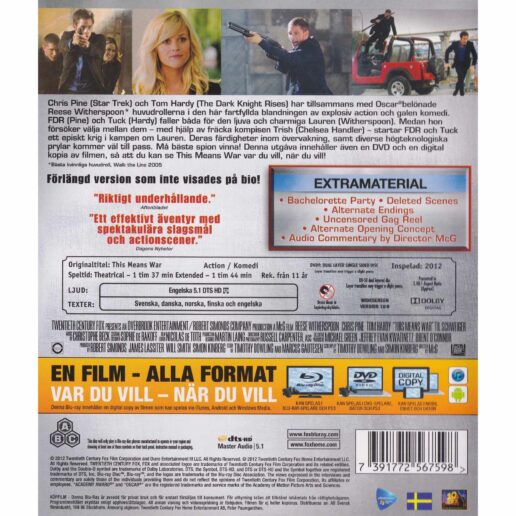 This Means War Blu-Ray (Begagnad)