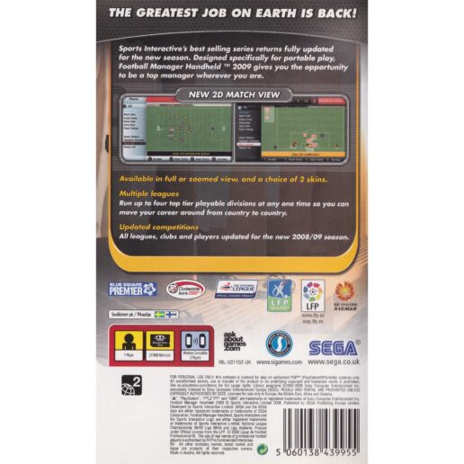 Football Manager Handheld 2009 Playstation Portable PSP Swedish (Begagnad)
