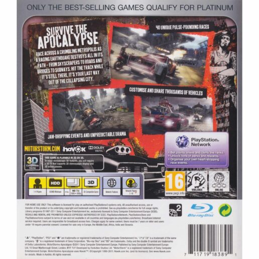 MotorStorm Apocalypse Playstation 3 PS3 Platinum (Begagnad)