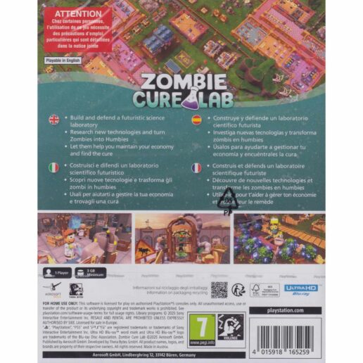 Zombie Cure Lab Playstation 5 PS5