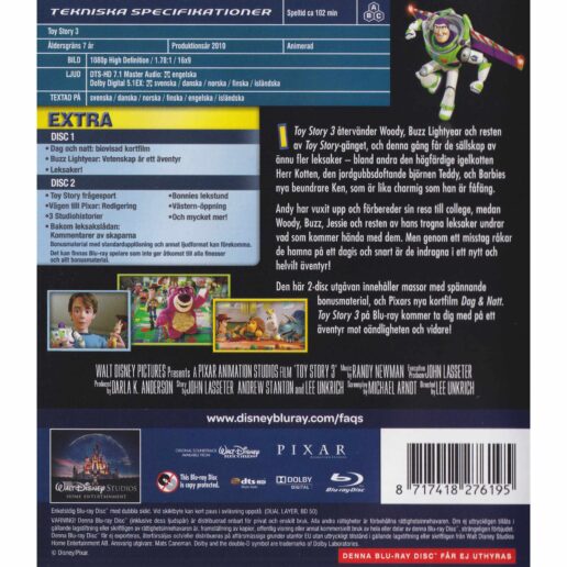 Toy Story 3 Blu-Ray (Begagnad)