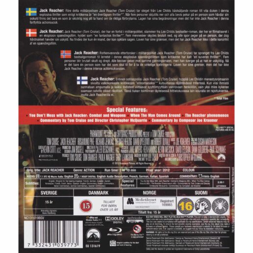 Jack Reacher Blu-Ray (Begagnad)