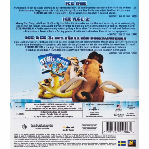 Ice Age 1, 2 & 3 Blu-Ray (Begagnad)