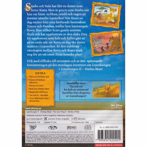 Lejonkungen II Simbas Skatt DVD (Begagnad)
