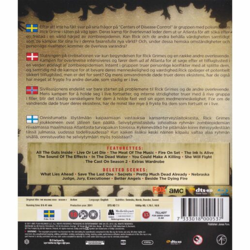 The Walking Dead The Complete Second Season Blu-Ray (Begagnad)