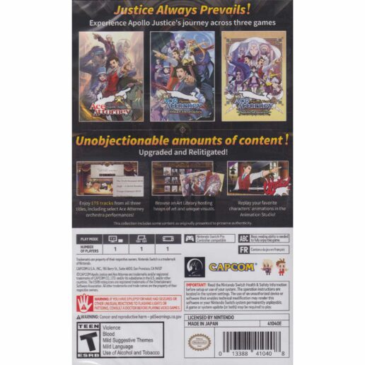 Apollo Justice Ace Attorney Trilogy Nintendo Switch IMPORT