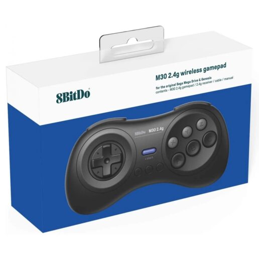 8BitDo M30 2.4Ghz Trådlös Handkontroll Mega Drive Mini Svart