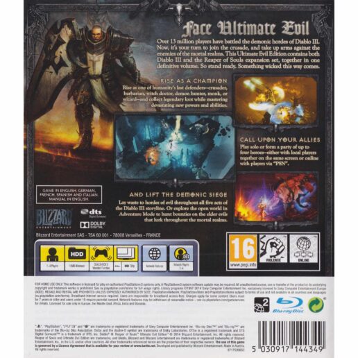Diablo III Reaper of Souls Ultimate Evil Edition Playstation 3 PS3 (Begagnad)