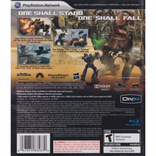 Transformers Revenge of the Fallen Playstation 3 PS3 IMPORT