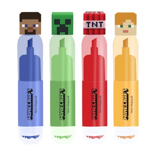 Minecraft pack with 4 highlighters with stamp Minecraft pack with 4 highlighters with stamp