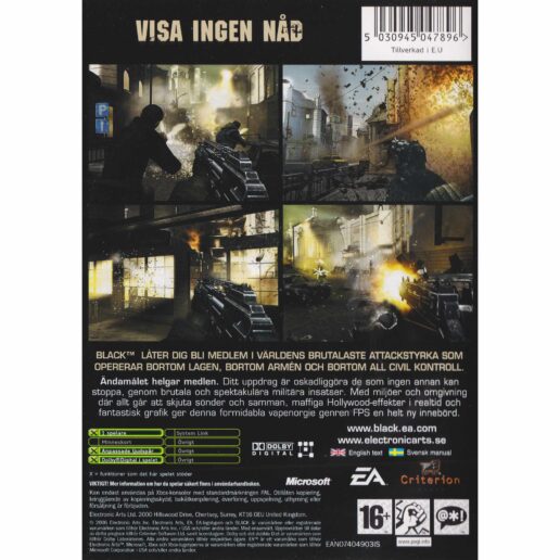 Black Xbox Swedish (Begagnad)