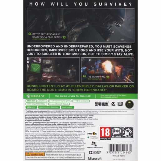Alien Isolation Nostromo Edition Xbox 360 (Begagnad)