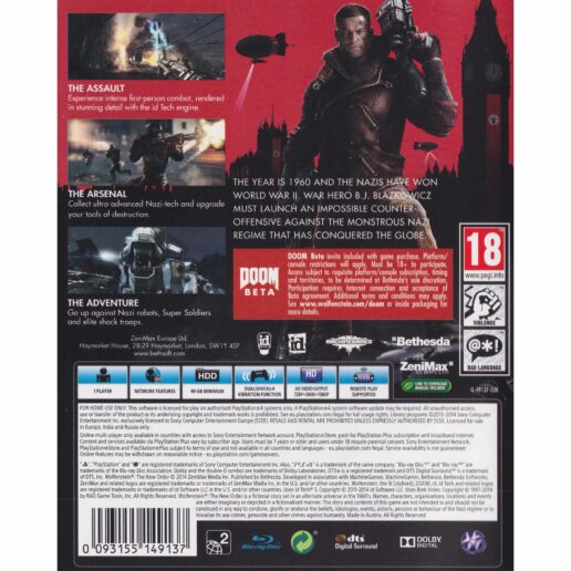Wolfenstein The New Order Playstation 4 PS4 (Begagnad)