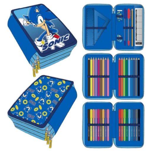 Sonic The Hedgehog triple pencil case