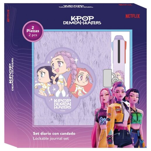 Kpop Demon Hunters Chibi diary set + 4-colour pen