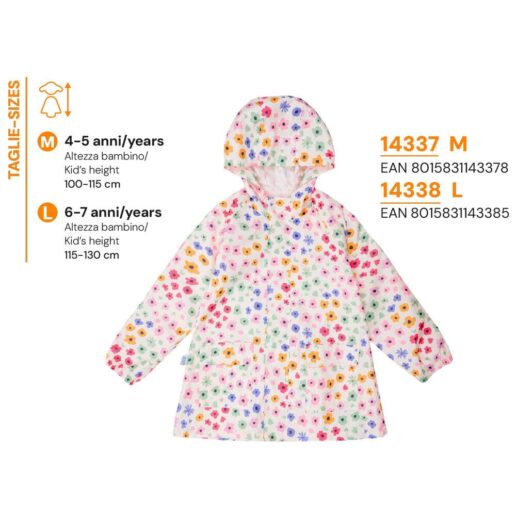 Strawberries raincoat with expandable back M