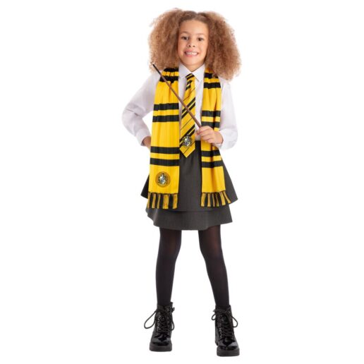 Harry Potter Hufflepuff wand, tie and scarf set
