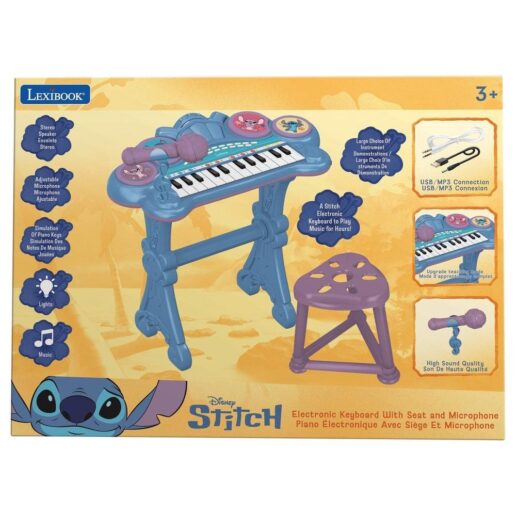 Disney Stitch Electronic keyboard with stool and microphone