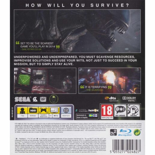 Alien Isolation Playstation 3 PS3 Swedish (Begagnad)