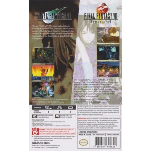 Final Fantasy VII & Final Fantasy VIII Remastered Twin Pack Nintendo Switch (Begagnad)