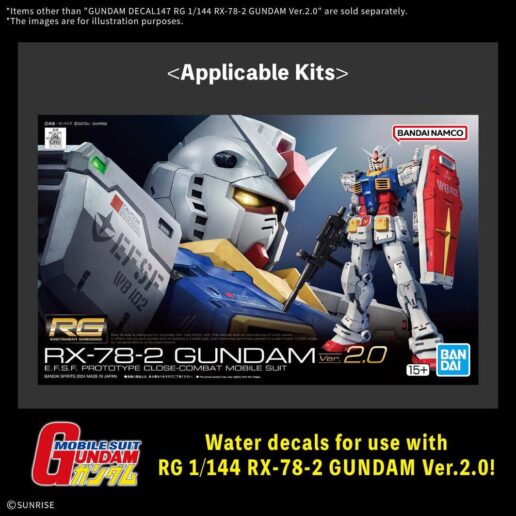 Gundam Decal 147 RG 1/144 RX-78-2 Gundam Ver 2.0 Slide Decals