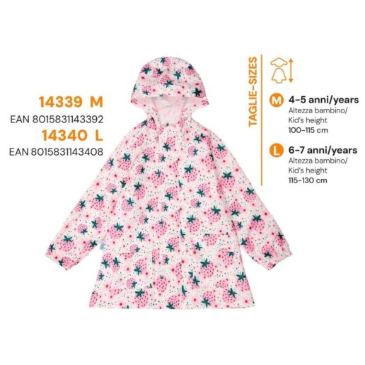 Strawberries raincoat with expandable back L