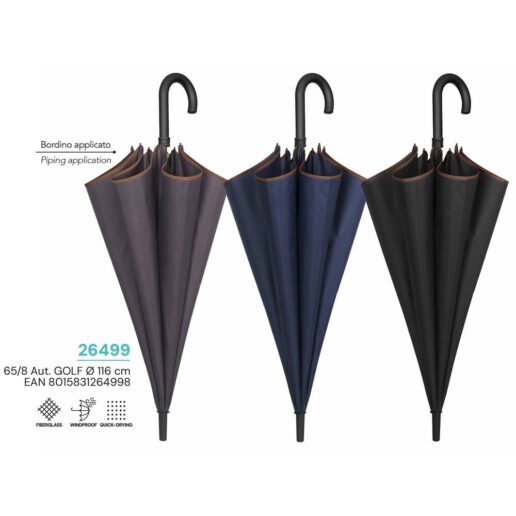 Plain colors edging assorted automatic golf umbrella 65cm